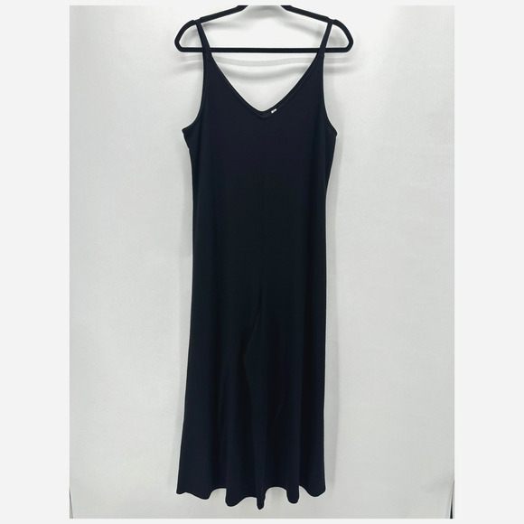ATHLETA‎ Wind Down Sleep V Neck Romper Size M Black Waffle Knit Lounge Cozycore - Picture 2 of 11